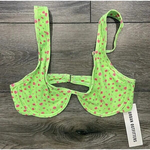 NWT Urban Outfitters Out From Under Bikini Top Green Pink Floral Small S New